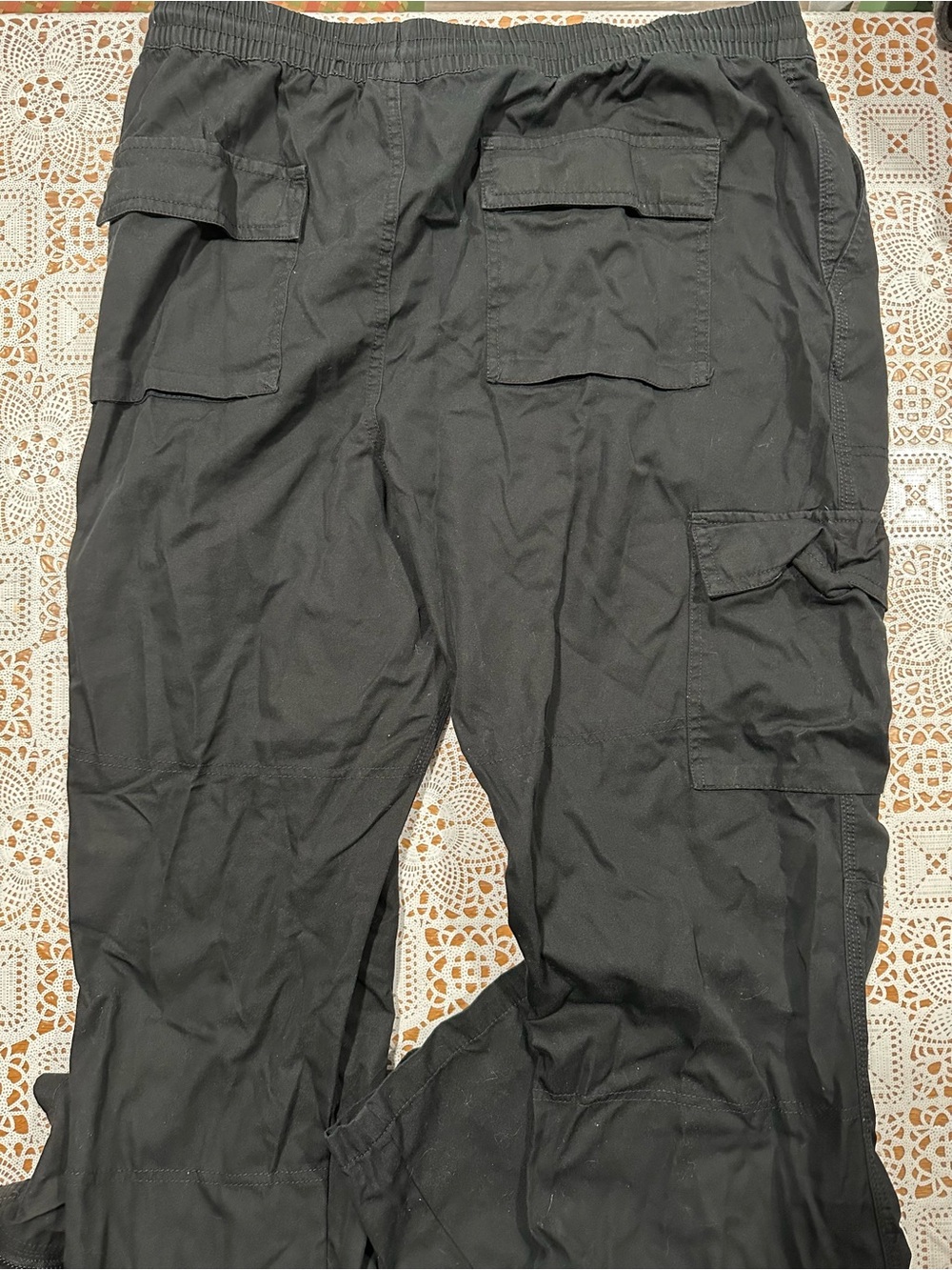 LCKR Black Cargo Pants Zip Hem Drawstring Utility Joggers XL - Picture 5 of 6
